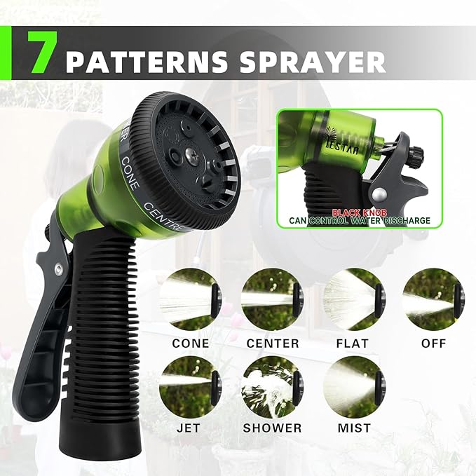 Retractable Garden Hose Reel 5/8" x100 ft, AutomaticHose Reel with 7 Pattern Nozzle, Any Length Lock Wall Mounted &180 Deg Swivel