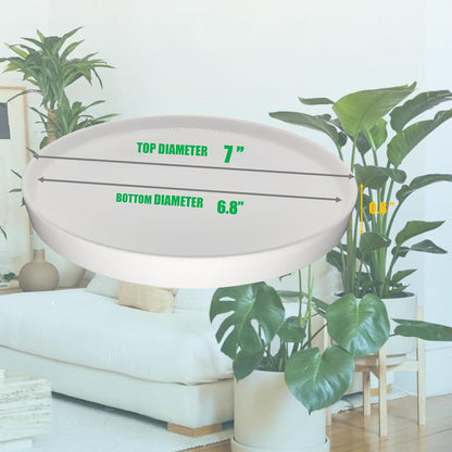 2 Pack Ceramic Plant Saucer Pot Tray 7 Inch, Planter Saucers 4 5 6 7 8 9 10 11 12 13 Inch for Indoors Outdoor, Durable Sturdy Flower Drainage drip Water Tray for Glazed Pots Base (7 Inch-White)