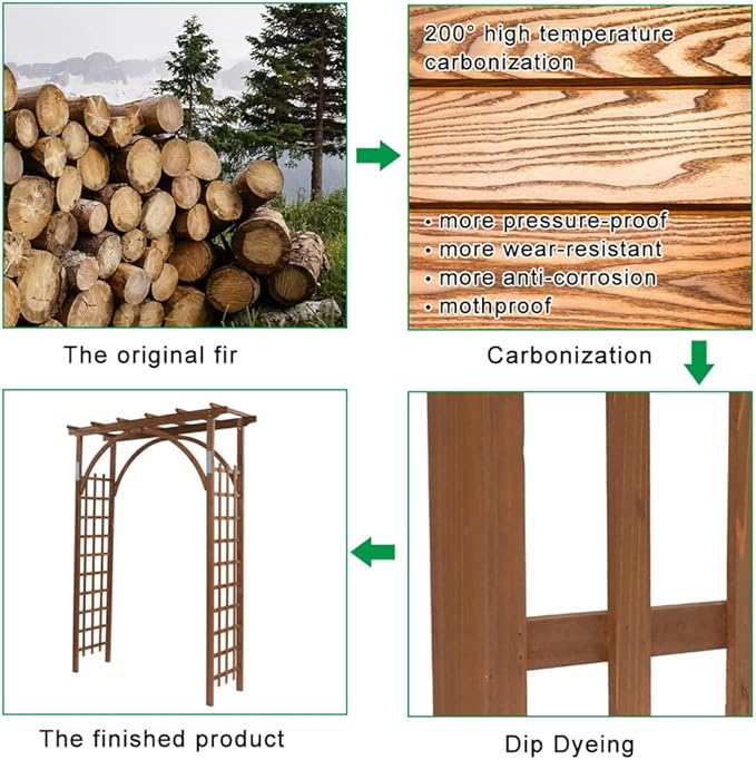 Wooden Wedding Arch, Wooden Pergola, Photo Booth Backdrop Stand, Garden Trellis Archway for Weddings, Parties, Indoor, Outdoor, Backdrops Decorations (63" L x 24" W x 85" H)