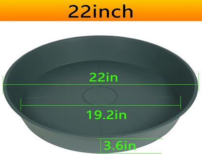 3 Pack of 20 22 inch Plant Saucer (19.2 Inch Base), 3.6" Depth Tray, Large Deep Garden Plastic Flower Planter Plant Trays for Indoors Outdoor Bath Bath (22", Green)