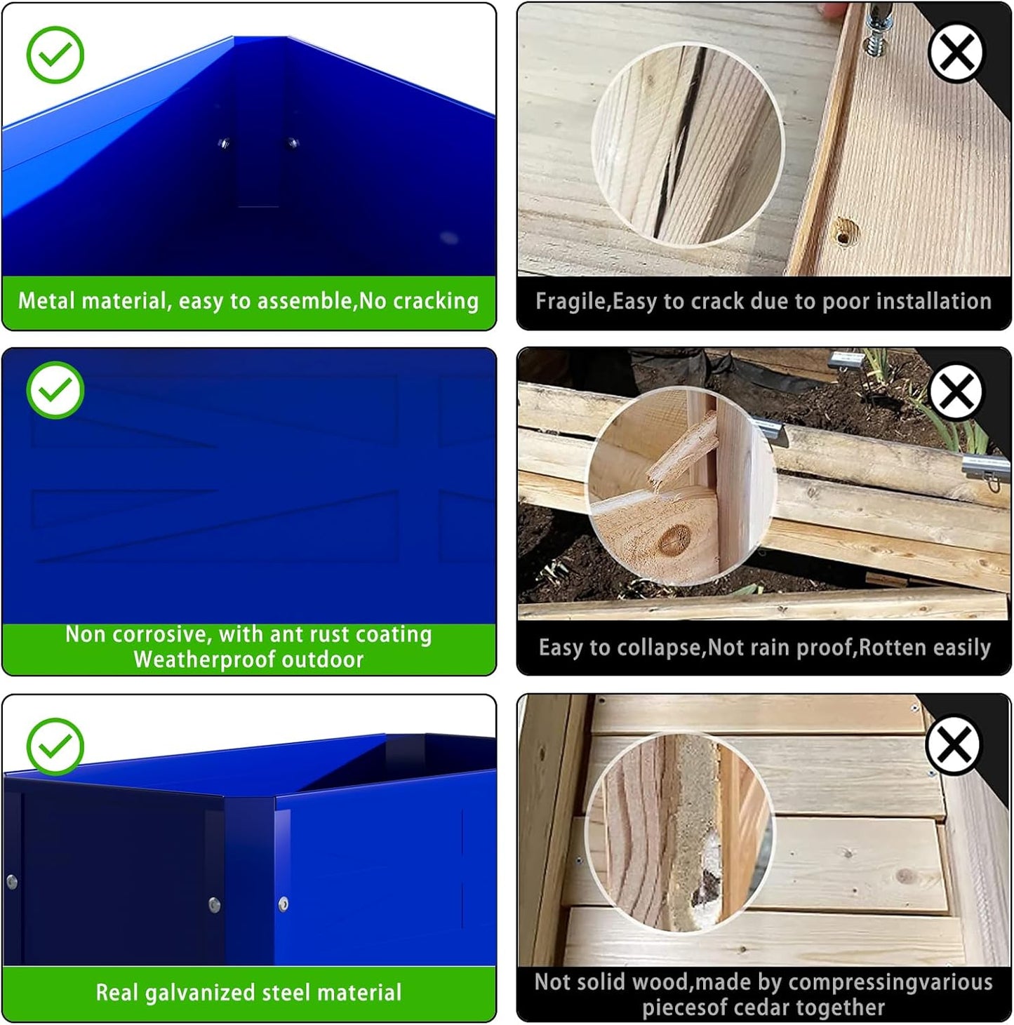 Raised Garden Bed with Detachable Tall Legs Elevated Metal Planter Box for Growing Fresh Herbs Vegetables Flowers Succulents&Other Plants for Outdoor Backyard Patio Deck Balcony Blue