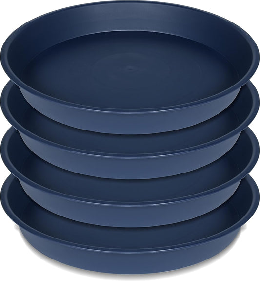 4 Pack of 16 17 inch Plant Saucer (15 inch Base), 2.3" Depth, Heavy Duty Deep Plant Trays for Planter Pots, Bird Bath Bowls, Plastic Plant Saucers for Indoors (17", Blue)