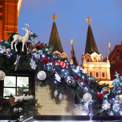 Upgrade 2Pack 500LED Solar String Lights for Outside, 180FT Solar Christmas String Lights Outdoor with 8 Modes, IP65 Waterproof Outdoor Twinkle Light, Garden Xmas Tree Christmas Decoration, Cool White