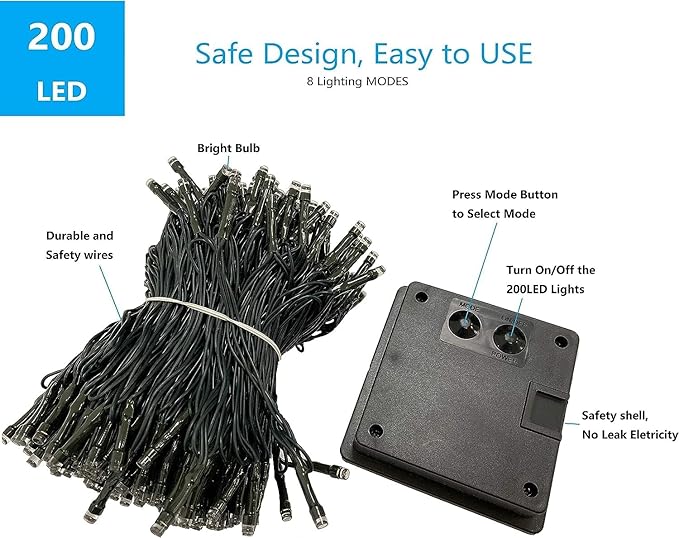 OZS 2PK 240LED Solar String Lights Outdoor Waterproof | Solar Christmas Tree Lights with 8 Lighting Modes Solar Light Outdoor for Xmas Party Garden Tree Christmas Decorations (Red&Green)