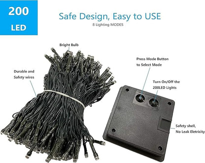 OZS 2PK 240LED Solar String Lights Outdoor Waterproof | Solar Christmas Tree Lights with 8 Lighting Modes Solar Light Outdoor for Xmas Party Garden Tree Christmas Decorations (Red&Green)