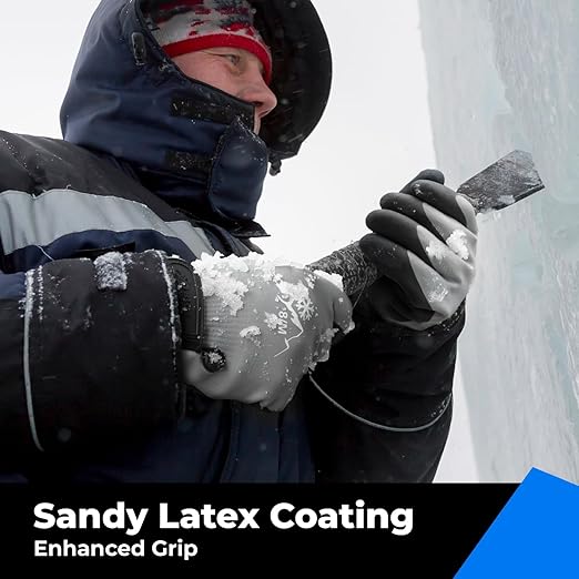 toolant 100% Waterproof Gloves Bulk Pack, 3 Pairs, Winter Work Gloves for Cold Weather, Touchsreen, Warm Freezer Gloves, Thermal Insulated, With Grip, Grey, Small