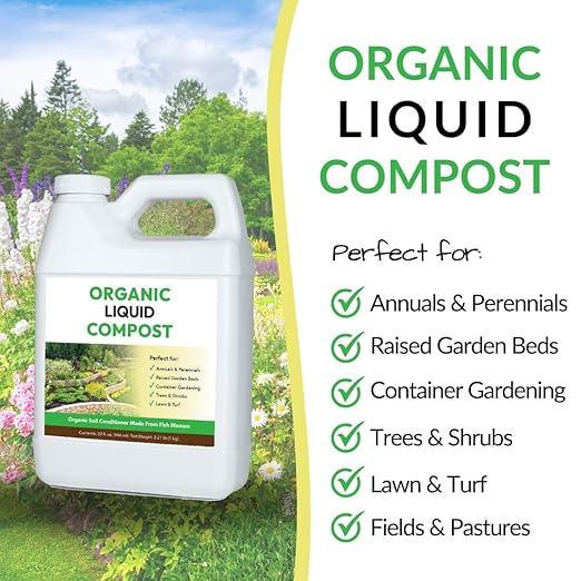 Organic Liquid Compost + Pump: Fast-Acting Alternative to Messy and Smelly Composting | Perfect for Brewing Compost Teas (1 Gallon + Pump, Treats Up to 20,000 Sq.Feet)
