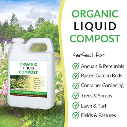 FOOP Organic Liquid Compost: Fast-Acting Alternative to Messy and Smelly Composting | Compost Tea Concentrate Perfect for Brewing Compost Teas (1 Gallon, 2 Pack, Treats Up to 40,000 Sq.Feet)