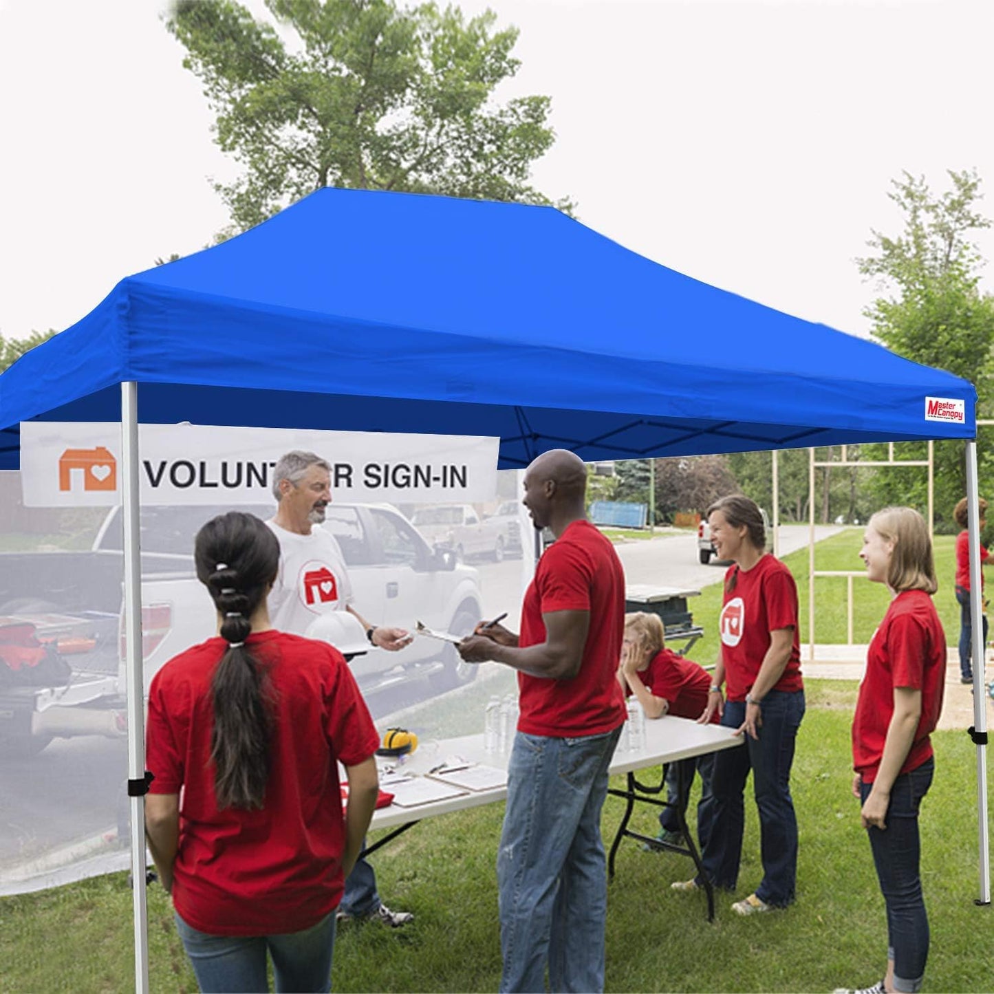 MASTERCANOPY Pop-up Canopy Tent with Sidewalls (10x15,Blue)