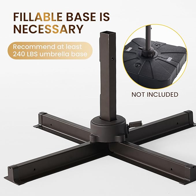 10 X 13 FT Cantilever Patio Umbrella Outdoor Heavy Duty Double Top Windproof Rectangle Offset Umbrellas with 360-degree Rotation for Pool Deck Backyard, Beige