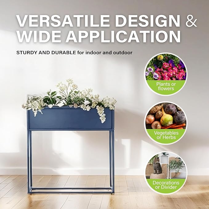 Cocoyard Tall Planter Box - Durable Raised Garen Bed for Herbs and Flowers - Tall Rectangle Elevated Planter for Outdoor Plants & Backyard Gardening (Navy, 28" H - 2 Pack)