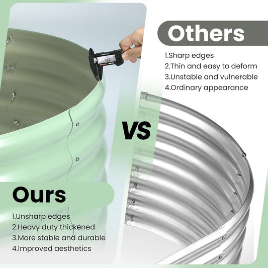 Galvanized Raised Garden Bed, 8x2x1.5Ft Metal Planter Box Outdoor, Oval Open-Ended Base Planter Raised Boxes for Vegetables Flower Herb