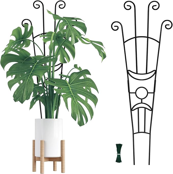 32.6in Monstera Plant Support Stakes for Indoor Plants, Metal Garden Plant Trellis for Climbing Plants, Pothos Vine Snake Climber Support，2p