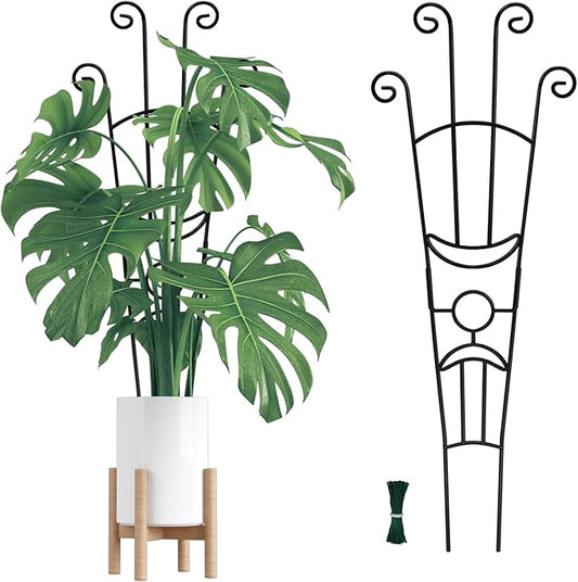 32.6in Monstera Plant Support Stakes for Indoor Plants, Metal Garden Plant Trellis for Climbing Plants, Pothos Vine Snake Climber Support，2p