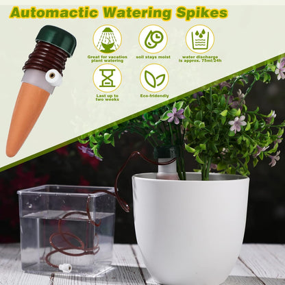 10 Pack Plant Watering Stakes Automatic Devices Plant Self Drip Irrigation Slow Release Indoor Outdoor Terracotta Water Spikes for Potted Plants Flower (Dark Green Base)