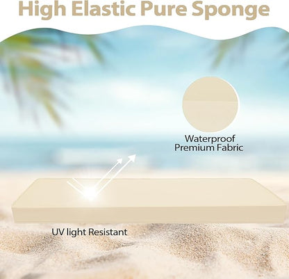 Outdoor Bench Cushion 48 x 16 x 3 Inch with Ties, Thick Waterproof Porch Swing Cushions for Patio Furniture Chair Pad, Seat Sofa Garden Replacement Cushion Sponge Filling