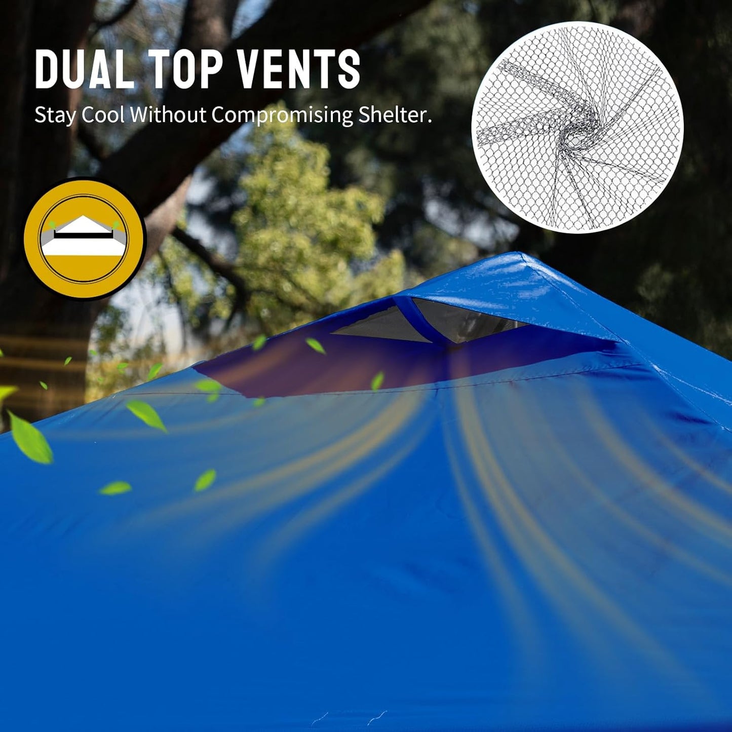 CROWN SHADES 12x12 Pop Up Canopy Outside Canopy, Patented One Push Tent Canopy with Wheeled Carry Bag, Bonus 8 Stakes and 4 Ropes, Blue