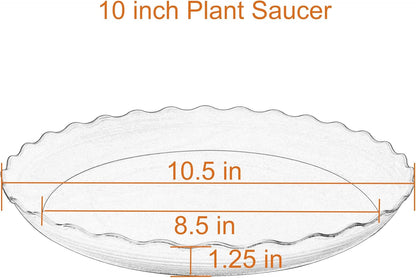 6 Pack Plant Saucer 10 inch, Heavy Duty Plastic Plant Saucers, Durable Plant Tray for Pots, Flower Saucers for Indoors, Plant Pot Saucers, Trays for Planter (Black)
