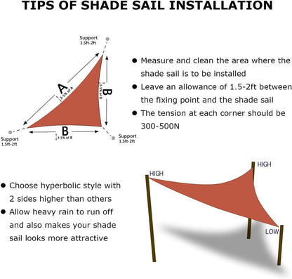 KANAGAWA Sun Shade Sail 15'x15'x21' Rust Red Triangle UV Block Canopy Cover for Patio Backyard Lawn Garden Outdoor Activities