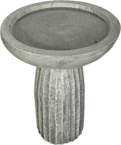 24.4" Tall Outdoor Concrete Bird Bath – Stone-Look Pedestal Birdbath for Garden, Lawn, Yard, and Backyard Décor