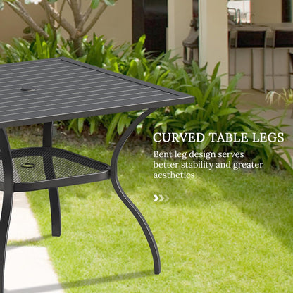 VICLLAX 5 Pieces Patio Dining Set, Outdoor Furniture Set Includes 1 Square Outdoor Table and 4 Stackable Patio Sling Chairs, Black Tabletop and Grey Fabric