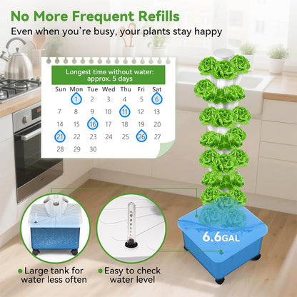 BAOSHISHAN Vertical Hydroponic Garden Tower, 40 Pods 8 Tiers Hydroponics Tower Outdoor, Vertical Hydroponic System with Water Pump for Vegetable Herb Fruit