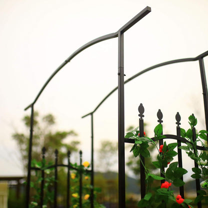 Steel Garden Arch with Gate, 6'8" High x 4'11" Wide, Garden Arbor for Various Climbing Plant, Outdoor Garden Lawn Backyard