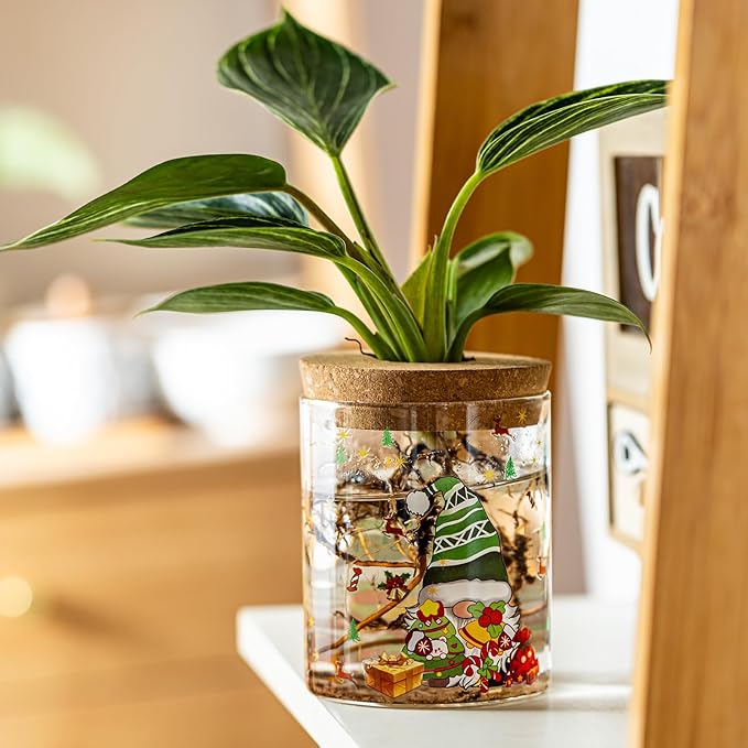 Christmas Vase, Christmas Themed Propagation Stations, Glass Propagation Vases for Plants, Cuttings, Desktop Planter Vase for Home & Office Decor, Set of 6 (3 Large & 3 Small)