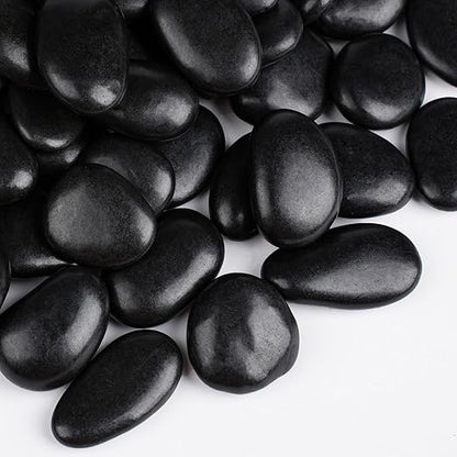 15 lbs Black Rocks for Planters, 1"-2" Decorative Rocks for Potted Plants, Polished Garden Stones for Outdoor Landscaping, Walkways, Yard, River Rocks for Flower Pots, Vase