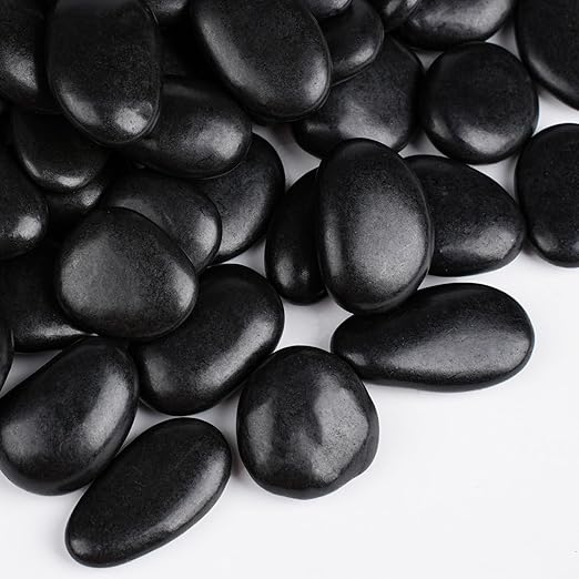 15 lbs Black Rocks for Planters, 1"-2" Decorative Rocks for Potted Plants, Polished Garden Stones for Outdoor Landscaping, Walkways, Yard, River Rocks for Flower Pots, Vase