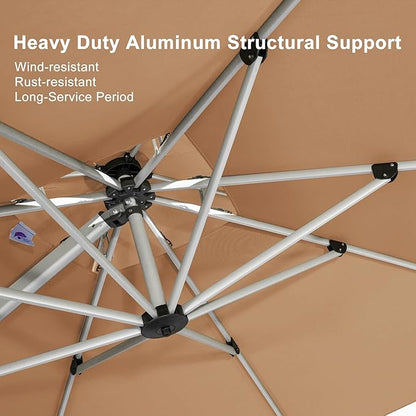 PURPLE LEAF 9' X 12' Patio Umbrella Outdoor Rectangle Umbrella Large Cantilever Umbrella Windproof Offset Heavy Duty Sun for Garden Deck Pool Patio, Beige