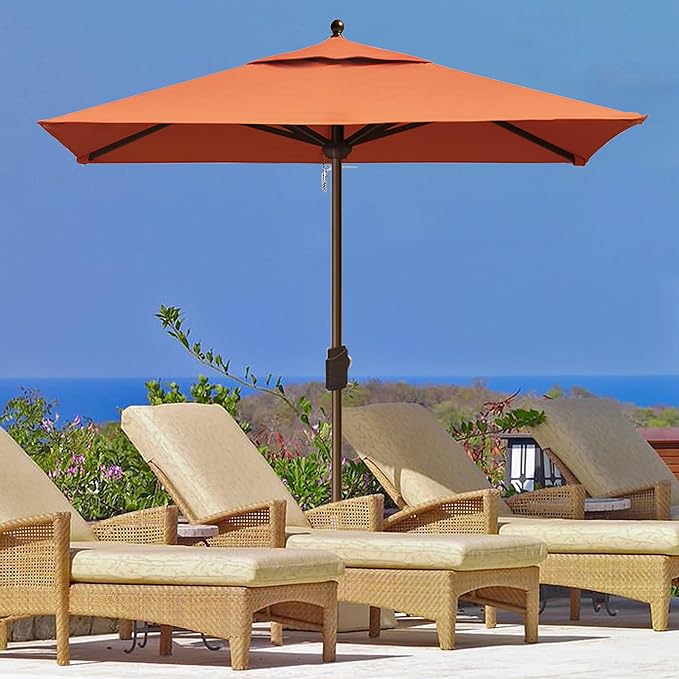 EliteShade USA 10-Year-Non-Fading 6x6Ft Square Market Umbrella Patio Outdoor Table Umbrella with Ventilation, Rust