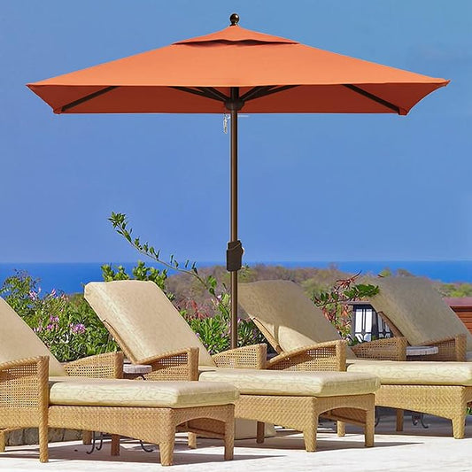 EliteShade USA 10-Year-Non-Fading 6x6Ft Square Market Umbrella Patio Outdoor Table Umbrella with Ventilation, Rust