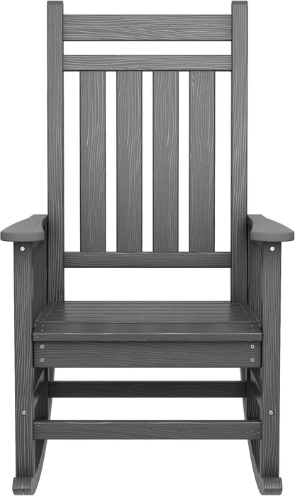 SERWALL Outdoor Rocking Chair Set of 4, HDPE Rocking Chairs for Adult, All Weather Porch Rockers for Lawn Garden, Grey