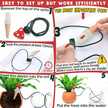 BYDOLL Plant Self-Watering Stakes Automatic Dripper Watering Spikes for Indoor Outdoor Bonsai,Houseplant Insert Devices for Vacation Garden use,Drip Irrigation System for Plant 5 Pack