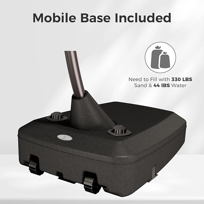 Grand patio 12 FT Sunbrella Outdoor Cantilever Umbrella with Base Patio Large Aluminum Offset Umbrella for Deck Yard (Granite-SUNBRELLA, 12 FT)