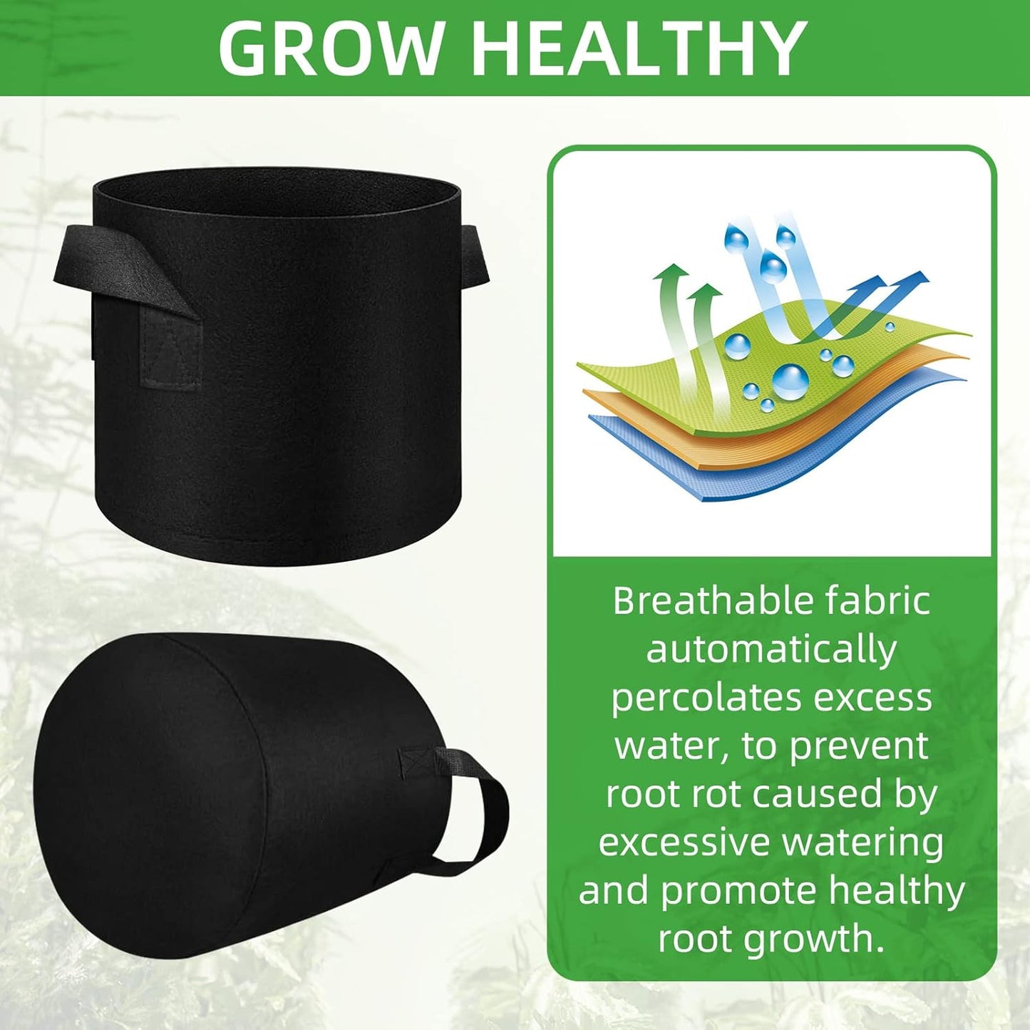200-Pack 10 Gallon Fabric Grow Bags, Heavy Duty Thickened Nonwoven Plant Grow Bags Aeration Fabric Pots with Handles for Plants