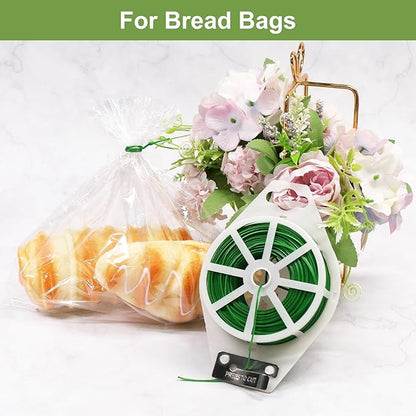 SumDirect Plant Ties,656FT/200m Green Garden Twist Ties with Cutter for Gardening Plants Growth and Care,Plant Garden Twine Wires for Office Home Cable Organization (656 Feet / 200 Meters(1 Roll))