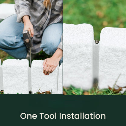 Beuta Landscape Edging | Garden Edging Border | Faux Stone Block XL for Lawn Edging, Flower Beds & Yard Edging – 1 Pack | Each Section Has 6 Blocks 48" L x 4" W x 9.5" H | 3 Spikes | Limewash