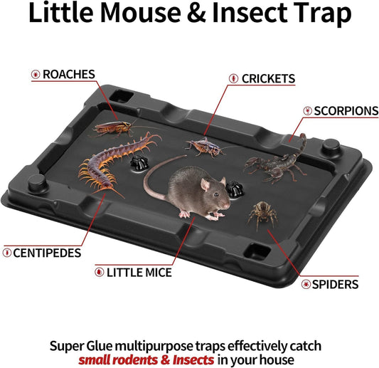 LULUCATCH Mouse & Insect Glue Traps, 10 Pack Pre-Scented Sticky Mouse Traps Indoor for Home, Non-Toxic Glue Boards for Mice, Cricket, Roach, Lizard, Bug, Pet Safe for House & Garage