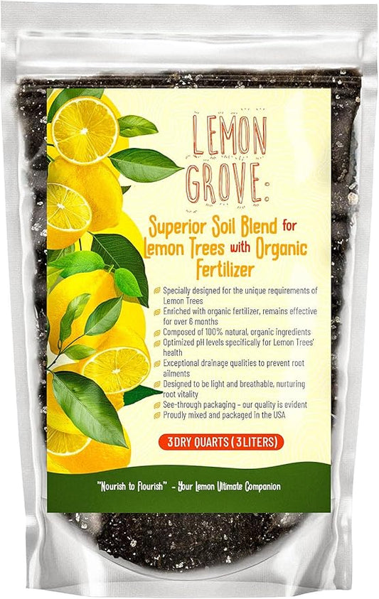 Organic Lemon Tree Soil – Citrus Potting Mix with Organic Fertilizer – Ideal for Potted Lemon Trees, Meyer Lemons & Citrus Plants – Chunky, Indoor & Outdoor (3 QUARTS)