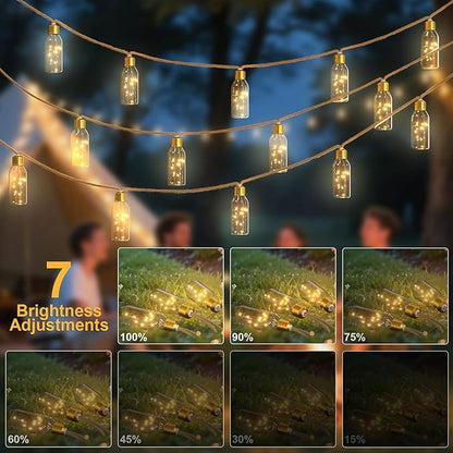 SoulBay LED String Lights with Remote, 19.7 FT Outdoor Waterproof USB Rechargeable Rope Lights, Timer Function for Patio, Camping, Indoor Yard, Christmas Decor