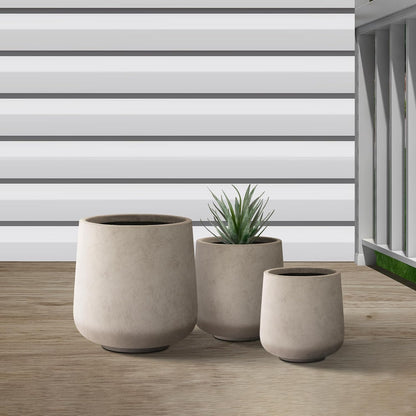 Kante 15.3"+11.6"+8.2" Dia Round Concrete Planter, Large Outdoor Indoor Planter Pots Containers with Drainage Holes and Rubber Plug for Home Garden Patio, Buff Concrete