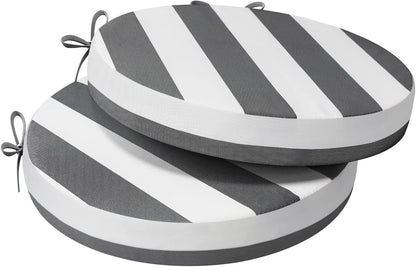 AAAAAcessories Outdoor Seat Cushions for Chairs, Waterproof, Fade-Resistant Patio Furniture Replacement Cushions, 15" x 15" x 2", Set of 2, Gray Cabana Stripe