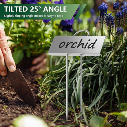 50-Pack Metal Plant Labels Weatherproof Garden Markers,Height 10.6'', Label Area 3.5''X 1.2'' Reusable Nursery Tags for Vegetables Herb Flower Seed Greenhouse - Zinc