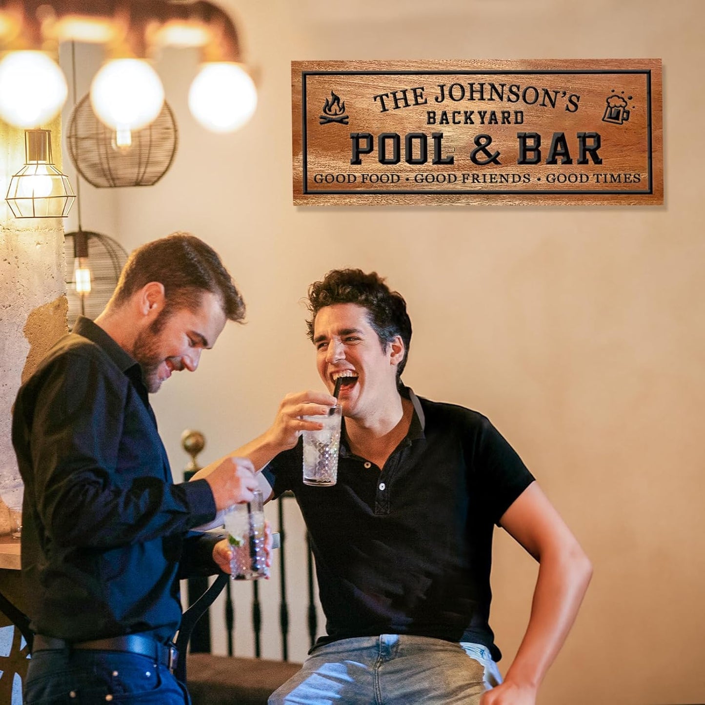 Custom Wood Bar Sign Personalized Backyard Pool and Bar Decor Carved Family Name Wooden Sign Outdoor Wall Art Housewarming Gift Patio Sign