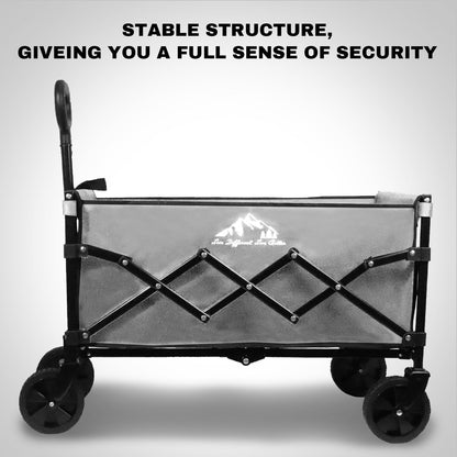 Collapsible Wagon 352LBS Capacity, Foldable Large Carts, Heavy Duty Outdoor Folding Cart with All-Terrain Wheels, Utility Garden Beach Wagon with Storage Bag Green