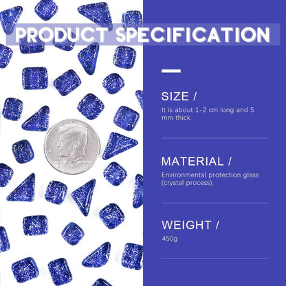 Swpeet 1 Pound Sapphire Blue Shine Crystal Series Mosaic Tiles Assortment Kit, Square and Triangle Genuine Mosaic Tiles Glitter Crystal Mosaic Perfect for Home Decoration Crafts - Mosaic Tiles X