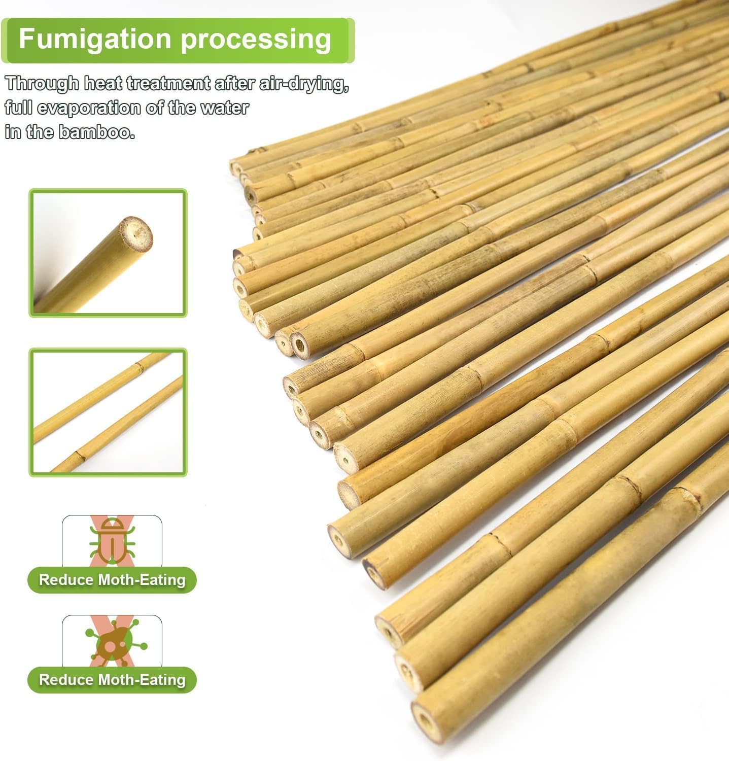25pcs 1/2" D Thicker Heavy Duty Bamboo Stakes, 4.75FT Plant Stakes, Natural Garden Stakes for Tomato, Bean, Flowers,Trees Potted and Climbing Plant Support