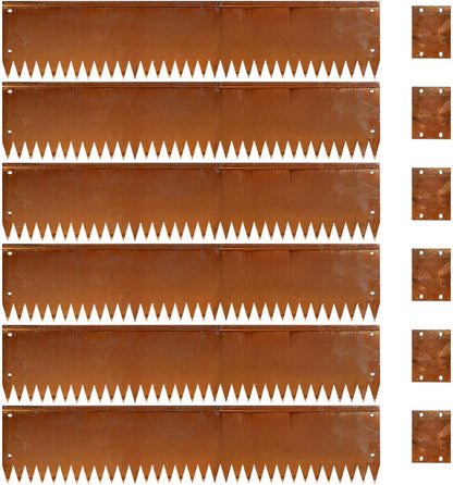Cor Ten Steel Garden Metal Landscape Edging 40 inch with Top Bending Protection Pre-Rusted Cor Ten Steel Garden Edging 6 Pack Edge for Lawn Yard (10 inch-180 Degree Bend, Rusted)